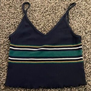 PacSun Navy and Green Striped Crop Top